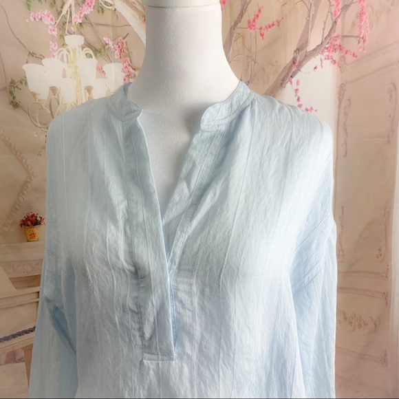 VINCE Drapey Stripe Pullover in Powder Blue - Picture 5 of 15